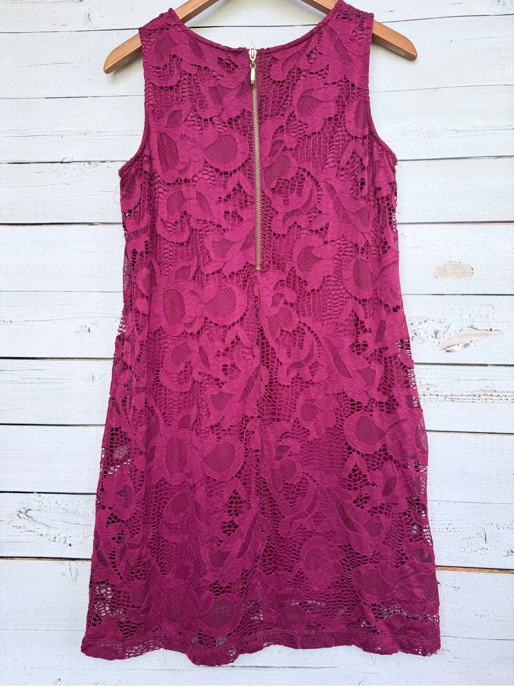 Ronni Nicole Magenta Fuchsia Pink Floral Lace Shift Dress 10P